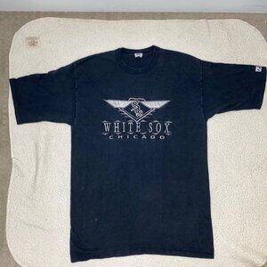 Vintage Chicago White Sox Embroidered Black T-Shirt: Size Extra Large